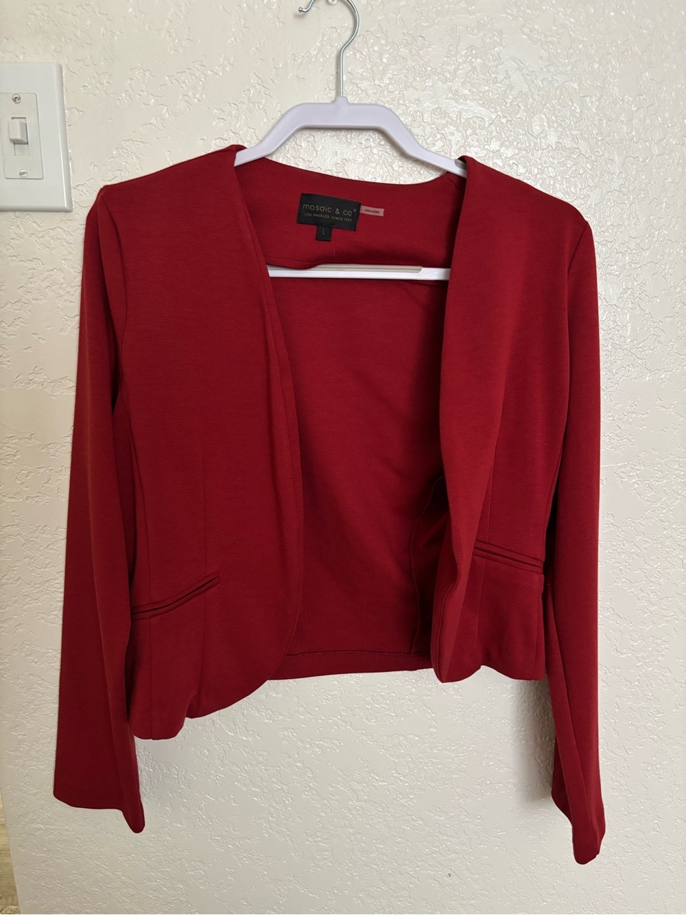 Mosaic & Co. Women's Open-Front Crimson Red Blazer